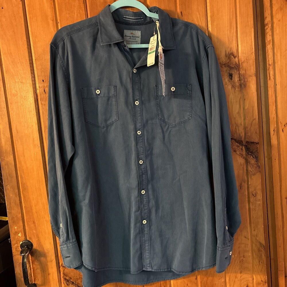 NWT Tommy Bahama Jeans Denim Shirt Mens Large Island Crafted L/Sleeve Button Up